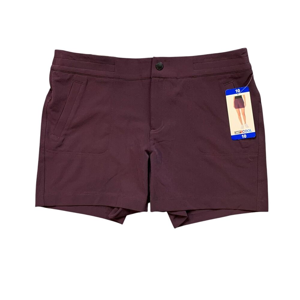 32 Degrees Shorts Womens 10 Wine Flat Front Breathable Stretch Woven Hiking